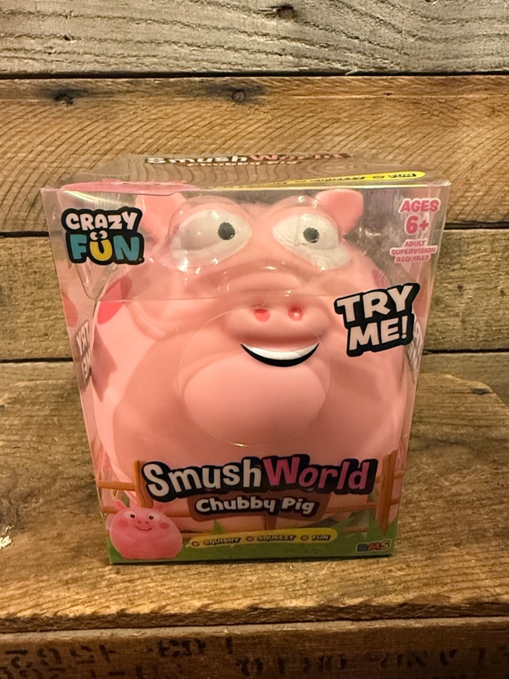 SmushWorld Chubby Pig Plush Squeeze Toy - Pink